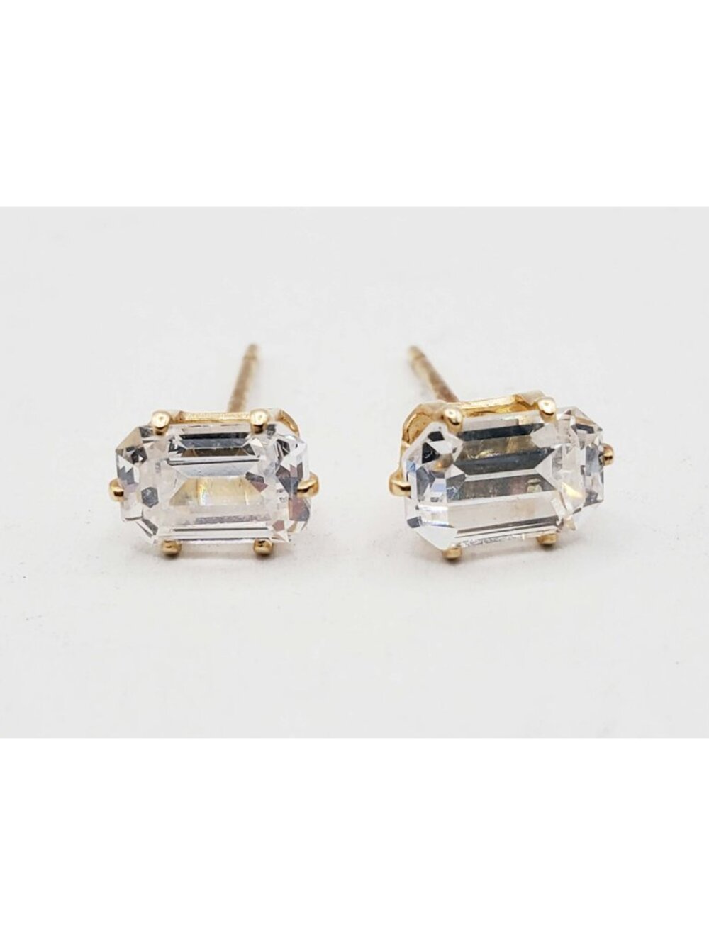 4mm Em-Cut CZ Stud Earrings 14k Gold